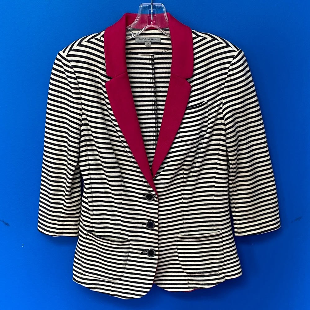 PEOPLE LIKE FRANK M Black & Cream Striped Jacket